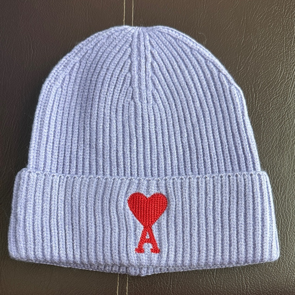 Inspired Ami Alexandre Mattiussi Gray Beanie with Red Heart